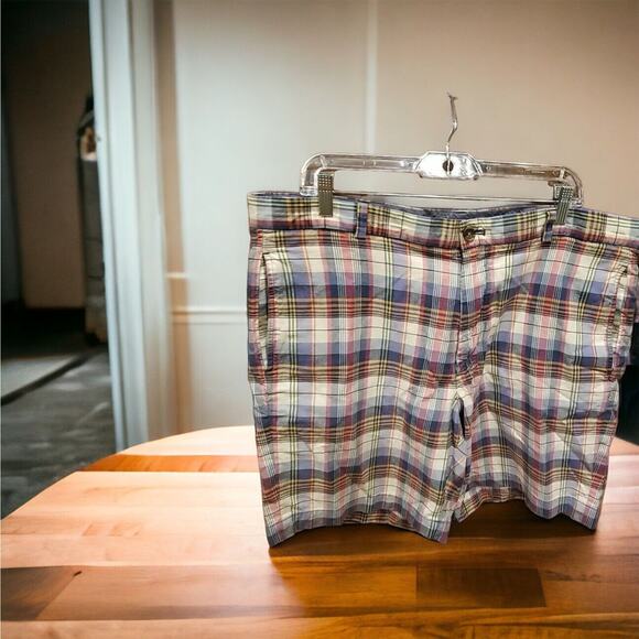 Brooks Brothers India Madras Shorts 40 Plaid Casual, Golf, Preppy Slash Pockets - Picture 1 of 14